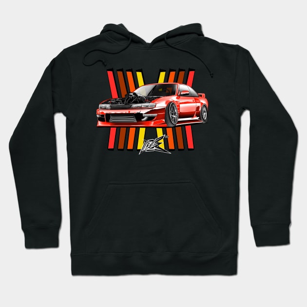 silvia s14 kouki v8 ls1 dragster red Hoodie by naquash